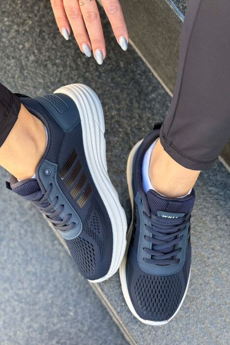 FOUR STRIPES PLATFORM SIMPLE WOMEN SNEAKERS BLUE+GREY/ BLU+GRI - 4