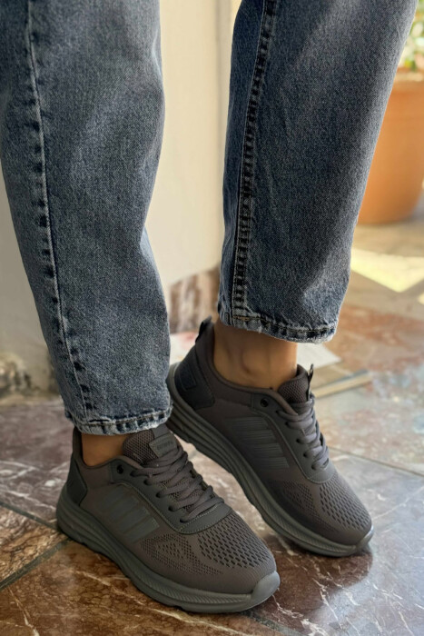 FOUR STRIPES PLATFORM SIMPLE WOMEN SNEAKERS GREY/GRI - KLAUDIO FASHION