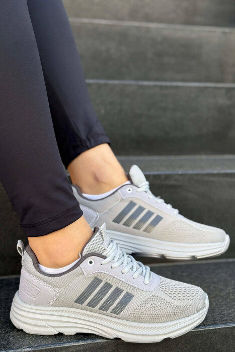 FOUR STRIPES PLATFORM SIMPLE WOMEN SNEAKERS LIGHT GREY/GZ - KLAUDIO FASHION