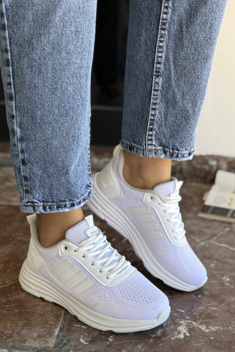 FOUR STRIPES PLATFORM SIMPLE WOMEN SNEAKERS WHITE-E BARDHE - KLAUDIO FASHION