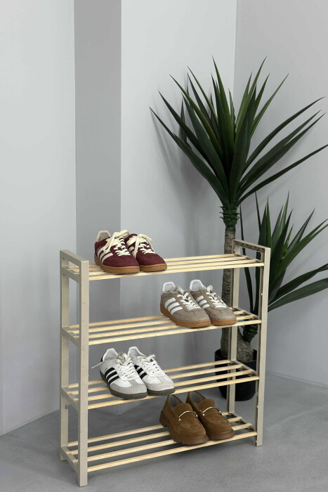 FOUR TIER WOODEN SHOES SHELF BEIGE/BEZHE 