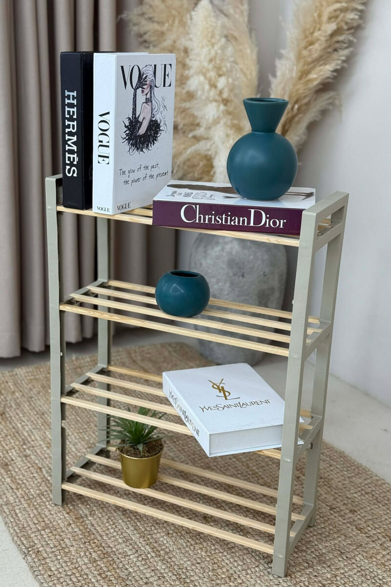 FOUR TIER WOODEN SHOES SHELF BEIGE/BEZHE - 5