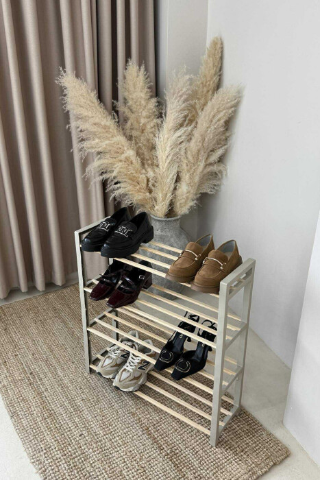 FOUR TIER WOODEN SHOES SHELF BEIGE/BEZHE - 8