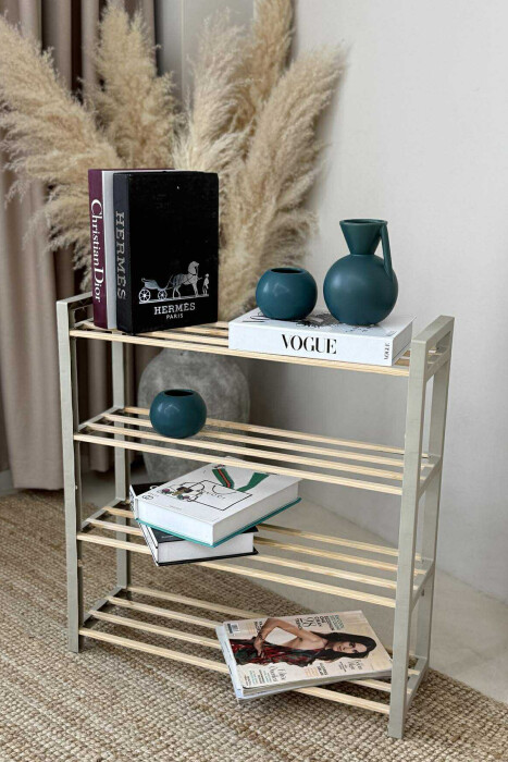 FOUR TIER WOODEN SHOES SHELF BEIGE/BEZHE - 5