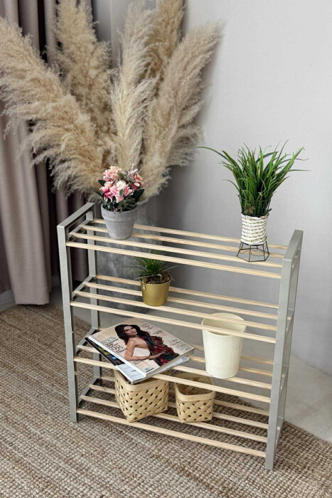 FOUR TIER WOODEN SHOES SHELF BEIGE/BEZHE - 2