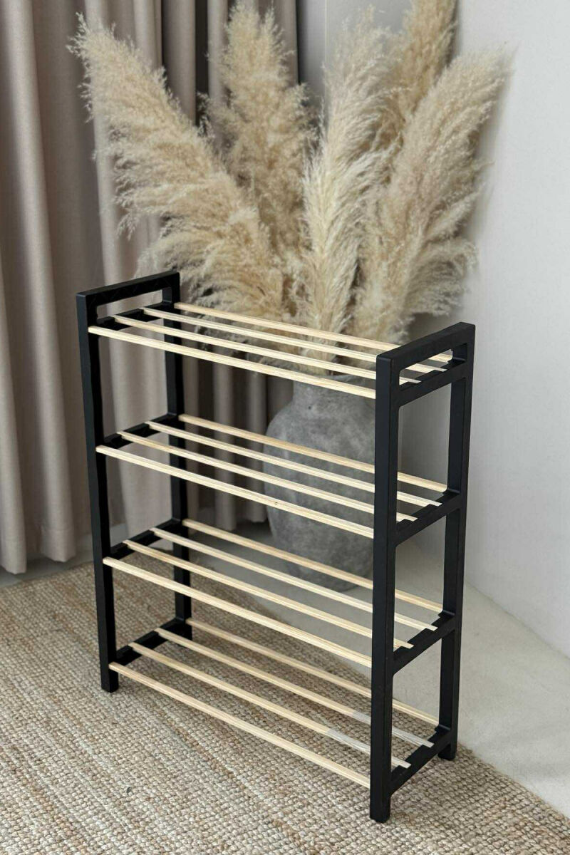FOUR TIER WOODEN SHOES SHELF BLACK/ E ZEZE - 2