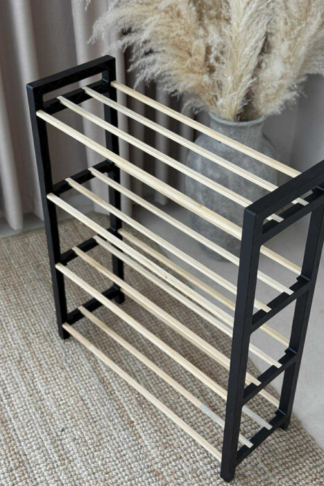 FOUR TIER WOODEN SHOES SHELF BLACK/ E ZEZE - 4