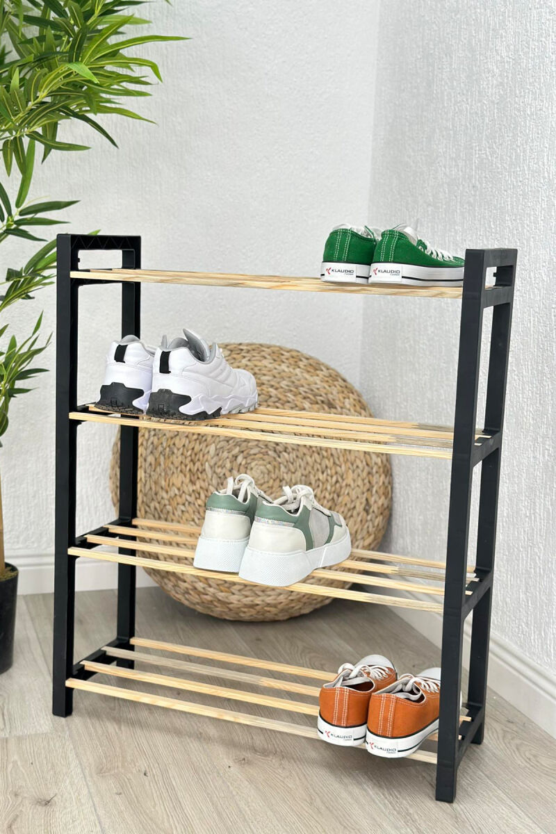 FOUR TIER WOODEN SHOES SHELF BLACK/ E ZEZE - 1