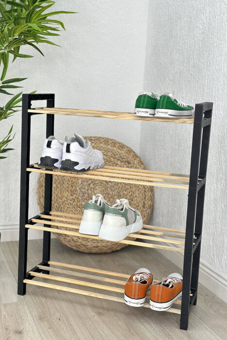 FOUR TIER WOODEN SHOES SHELF BLACK/ E ZEZE - 2