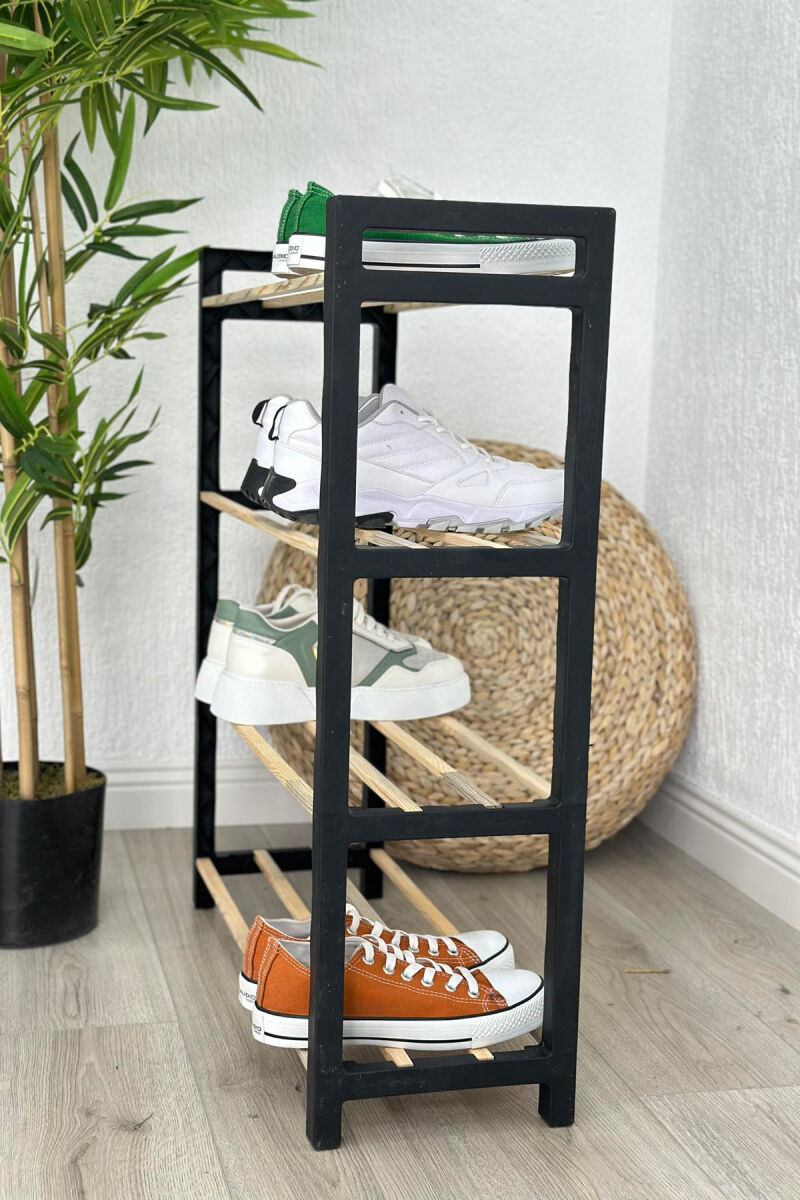 FOUR TIER WOODEN SHOES SHELF BLACK/ E ZEZE - 3