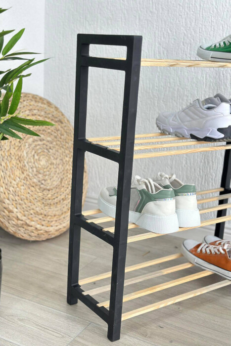 FOUR TIER WOODEN SHOES SHELF BLACK/ E ZEZE - 4