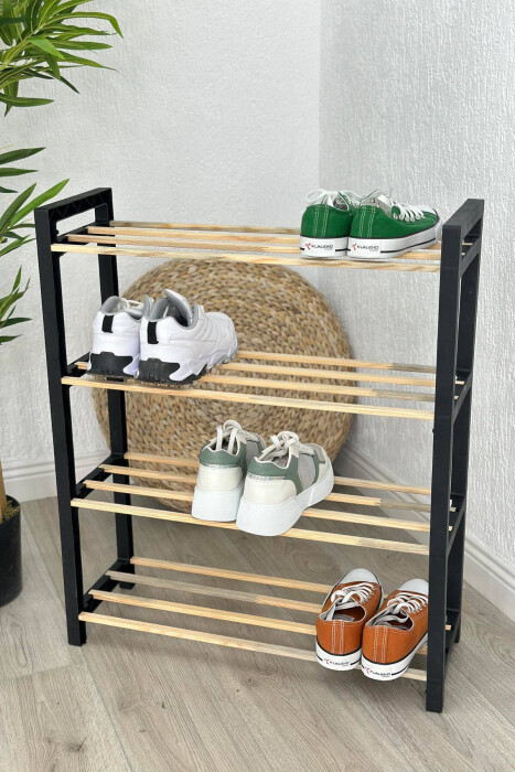 FOUR TIER WOODEN SHOES SHELF BLACK/ E ZEZE - 7