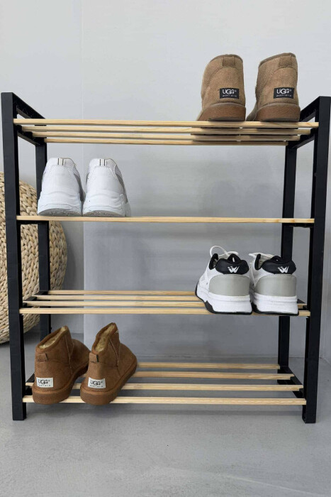 FOUR TIER WOODEN SHOES SHELF BLACK/ E ZEZE - 1