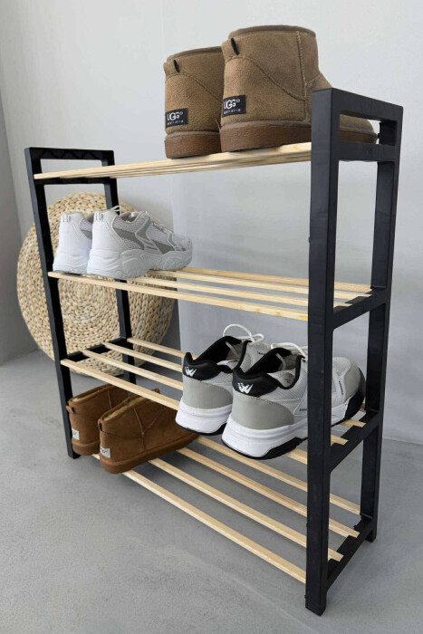 FOUR TIER WOODEN SHOES SHELF BLACK/ E ZEZE - 3