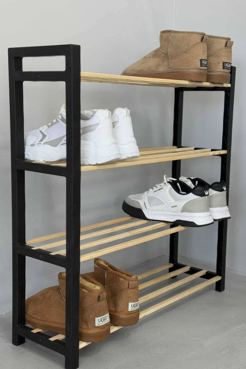 FOUR TIER WOODEN SHOES SHELF BLACK/ E ZEZE - 4