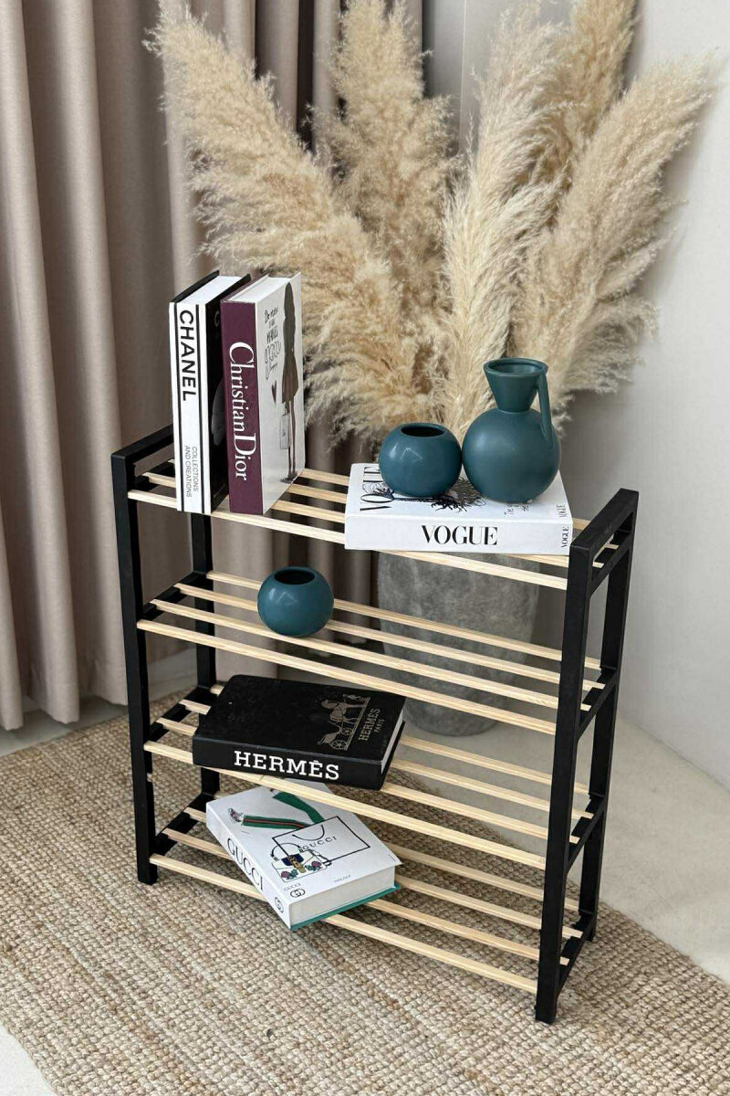 FOUR TIER WOODEN SHOES SHELF BLACK/ E ZEZE - 2