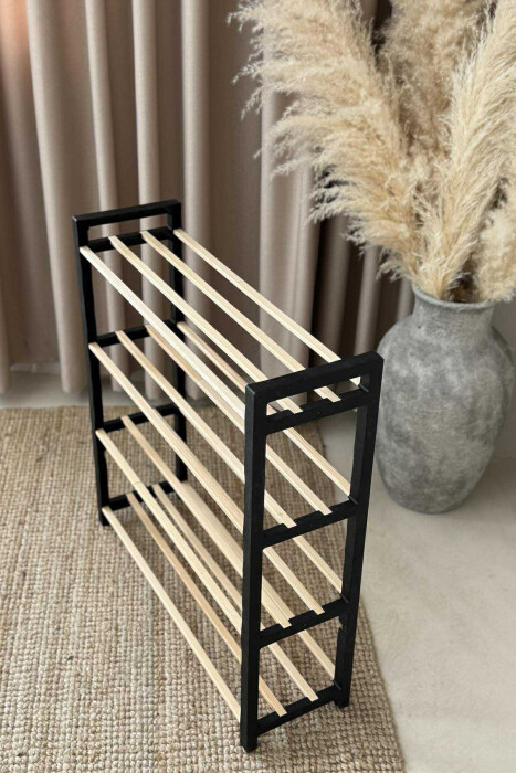 FOUR TIER WOODEN SHOES SHELF BLACK/ E ZEZE - 4