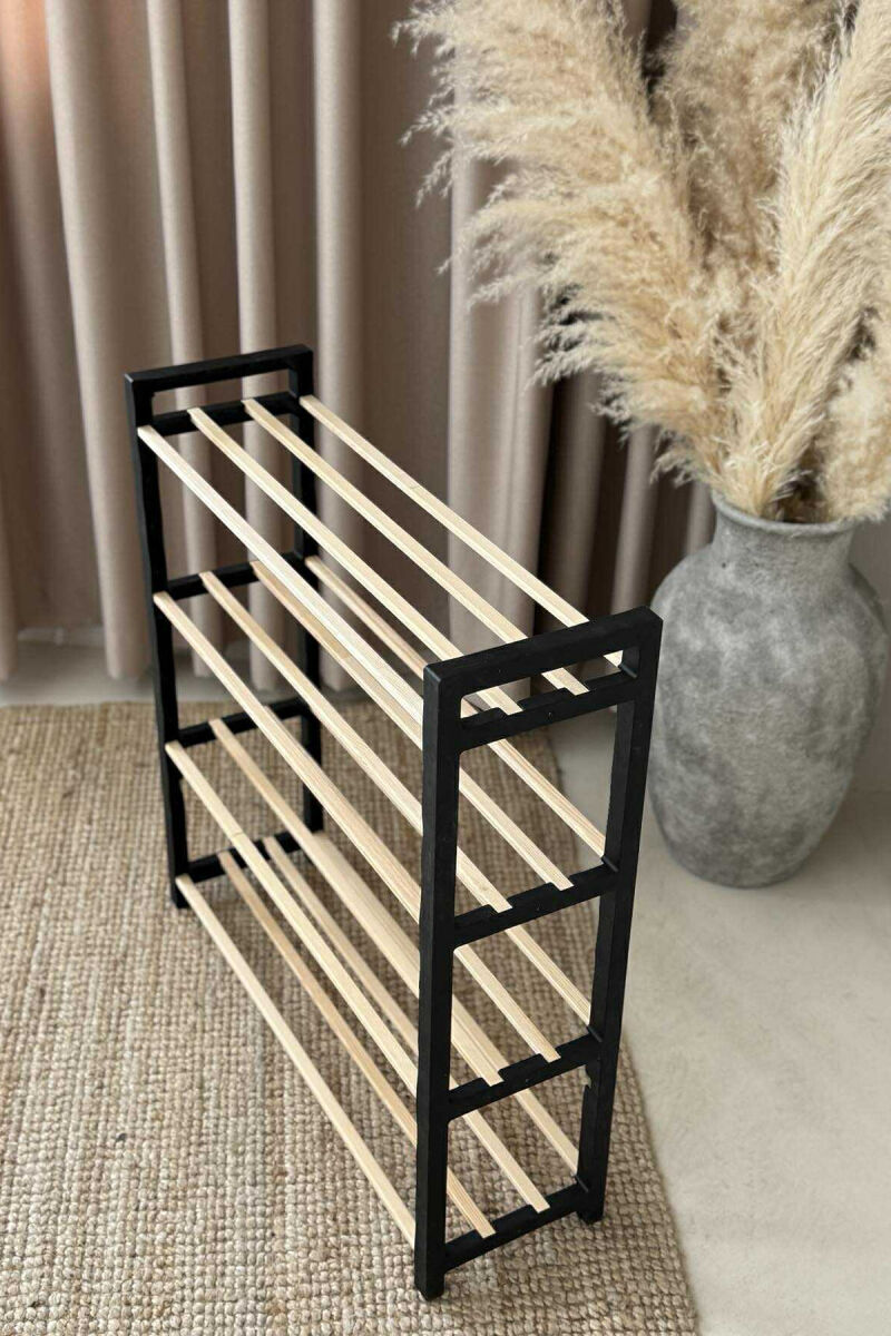 FOUR TIER WOODEN SHOES SHELF BLACK/ E ZEZE - 4