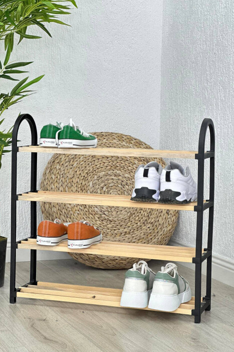 FOUR TIER WOODEN SHOES SHELF BLACK/ E ZEZE - 5