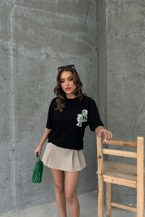 FRONT AND BACK VENUS DESIGN WOMAN T-SHIRT BLACK/ E ZEZE - 1