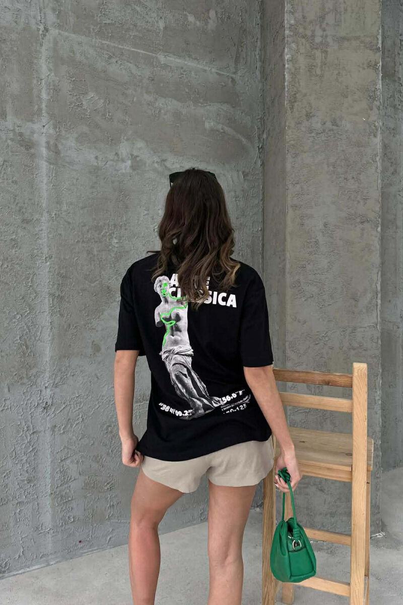 FRONT AND BACK VENUS DESIGN WOMAN T-SHIRT BLACK/ E ZEZE - 2