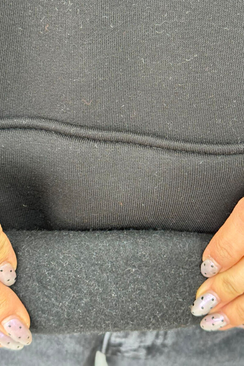 FRONT & BACK DESIGN FLUFFY WOMEN HOODIE BLACK/ E ZEZE - 5