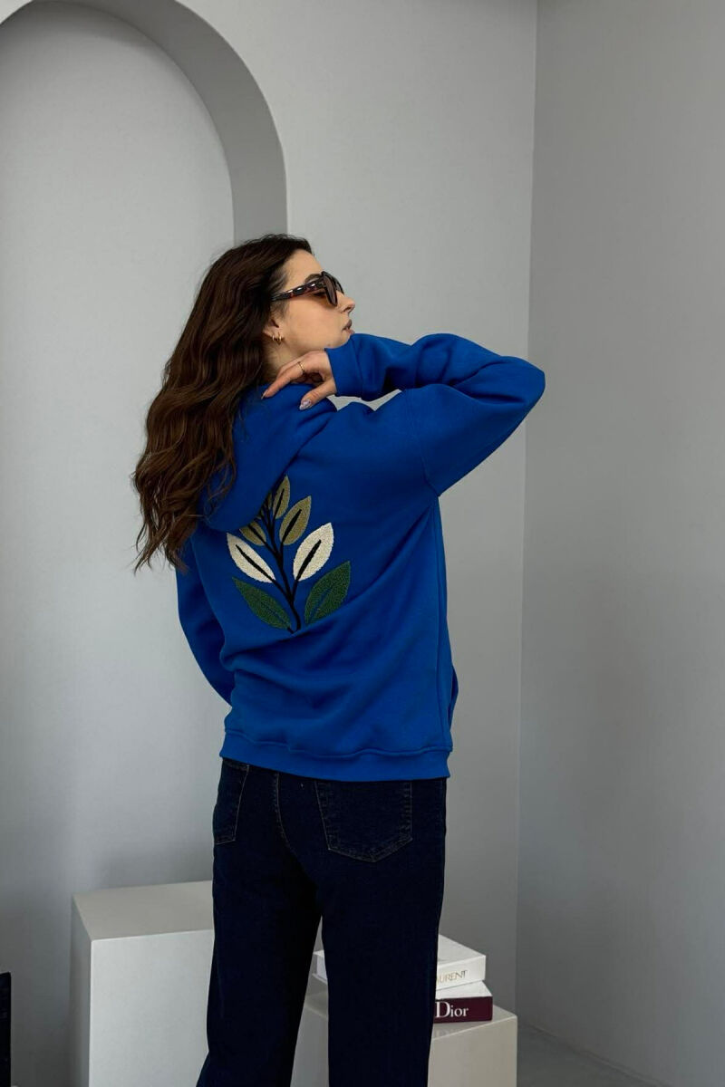 FRONT & BACK DESIGN FLUFFY WOMEN HOODIE BLUE/BLU - 3
