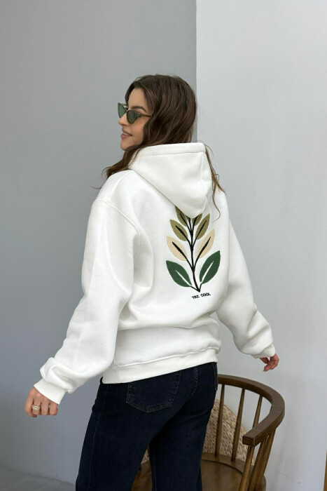 FRONT & BACK DESIGN FLUFFY WOMEN HOODIE WHITE-E BARDHE - 3