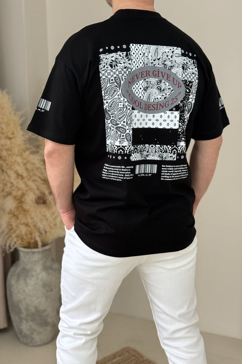 FRONT & BACK DESIGN ONE COLOR MEN T-SHIRT BLACK/ E ZEZE - 3