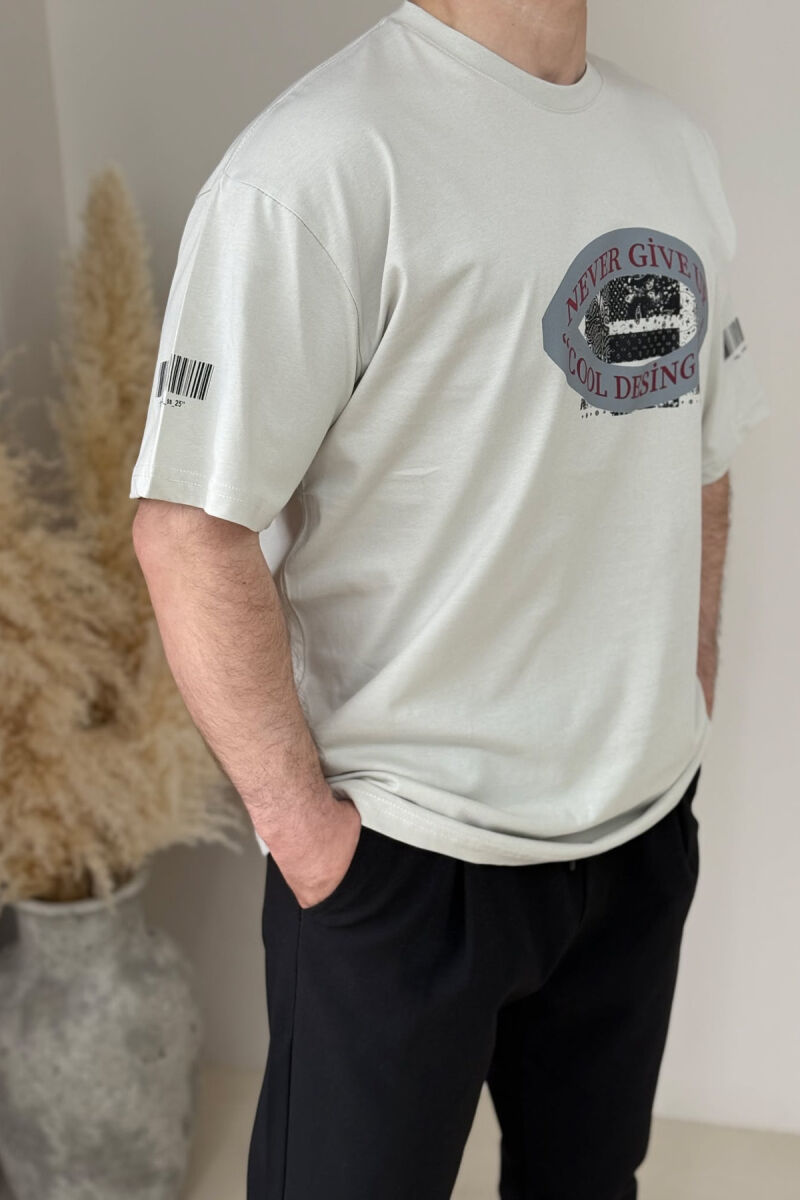 FRONT & BACK DESIGN ONE COLOR MEN T-SHIRT LIGHT BEIGE/BZHZB - 3