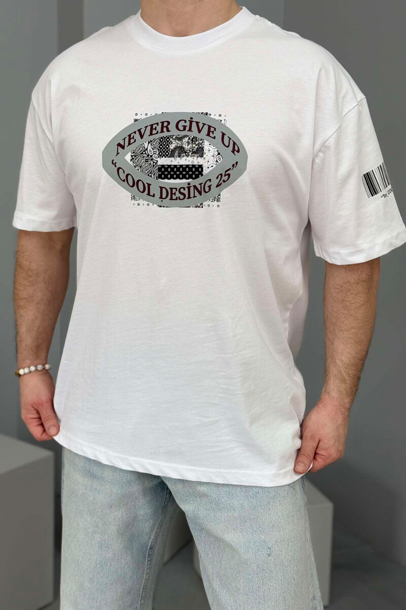 FRONT & BACK DESIGN ONE COLOR MEN T-SHIRT WHITE-E BARDHE - 1
