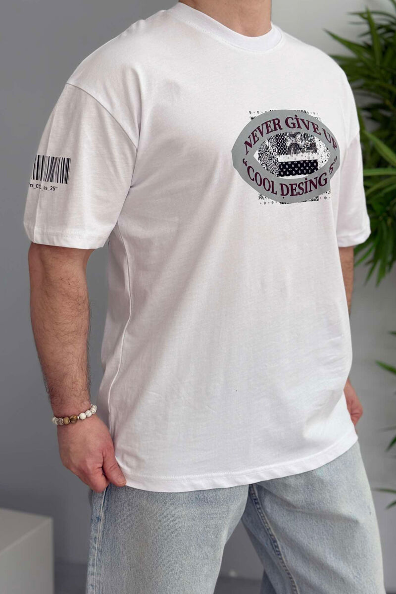 FRONT & BACK DESIGN ONE COLOR MEN T-SHIRT WHITE-E BARDHE - 2