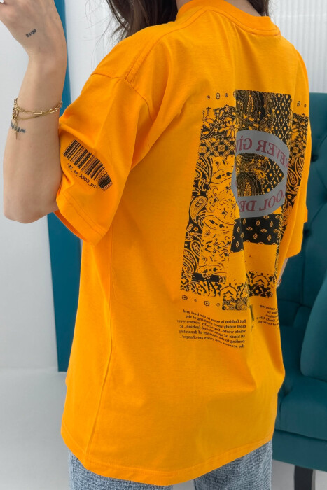 FRONT & BACK DESIGNED WRITTINGS WOMEN T-SHIRT MUSTARD/MUSTARDE - 3