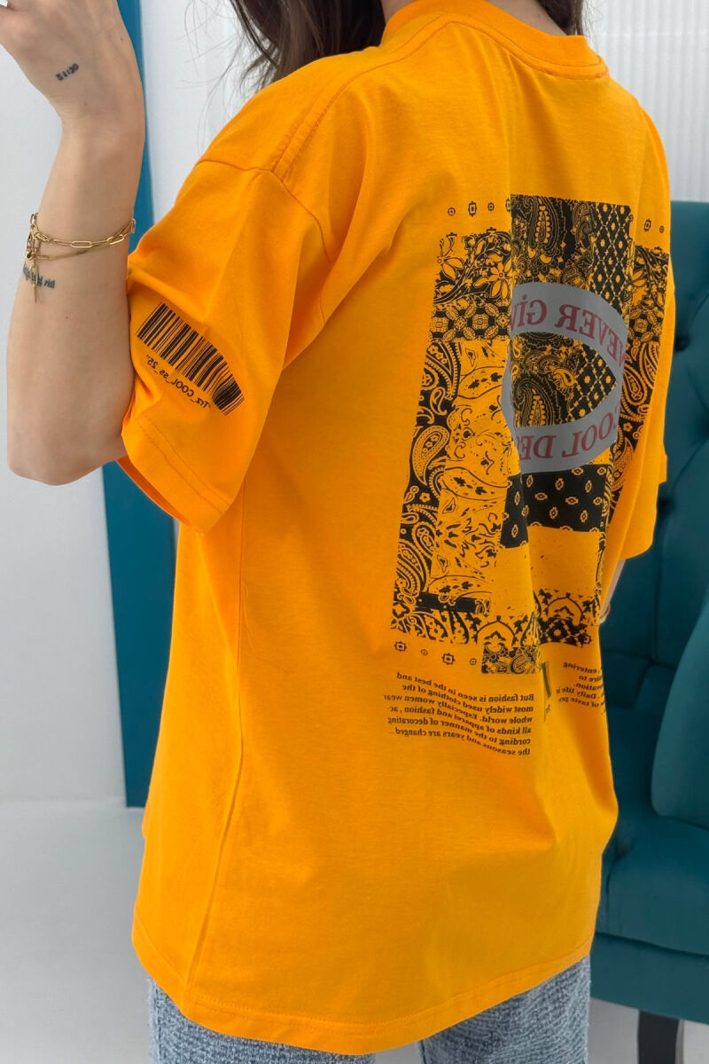 FRONT & BACK DESIGNED WRITTINGS WOMEN T-SHIRT MUSTARD/MUSTARDE - 3