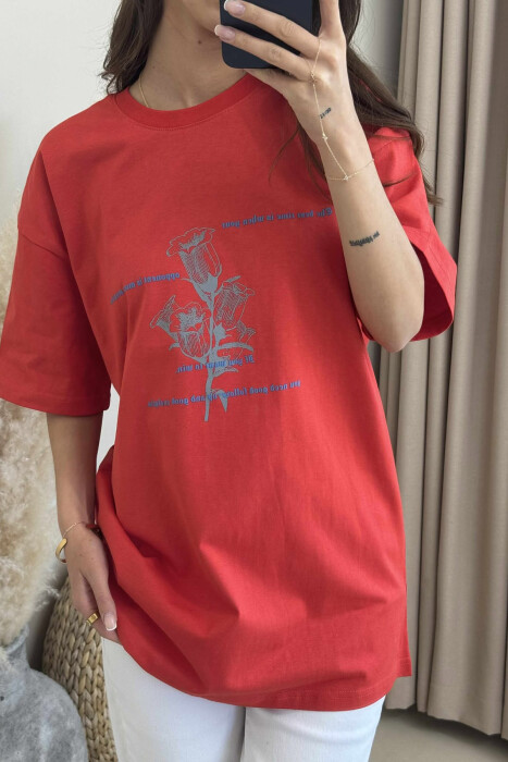 FRONT & BACK DESIGNED WRITTINGS WOMEN T-SHIRTS DARK ORANGE/POE - 3