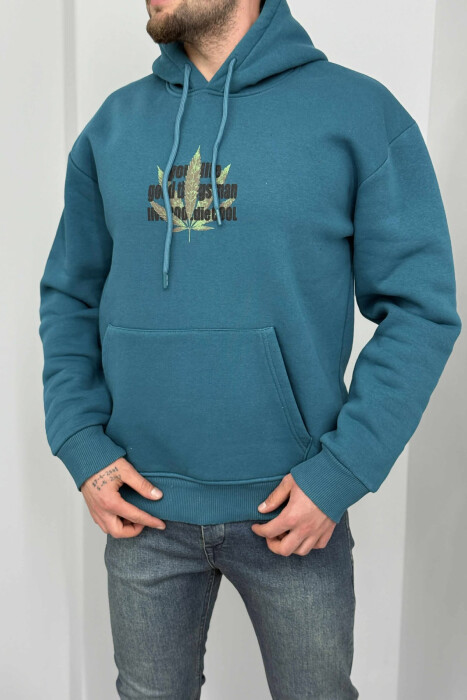 HOODIE ME IMAZH PARA&PAS DHE PUSH PËR MESHKUJ NË NGJYRË GURKALI 