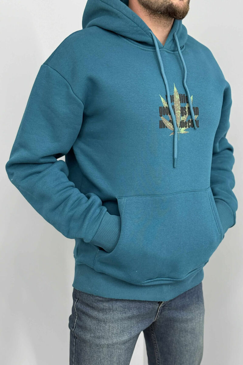FRONT & BACK IMAGE FLUFFY MEN HOODIE BLUE STONE/GK - 2