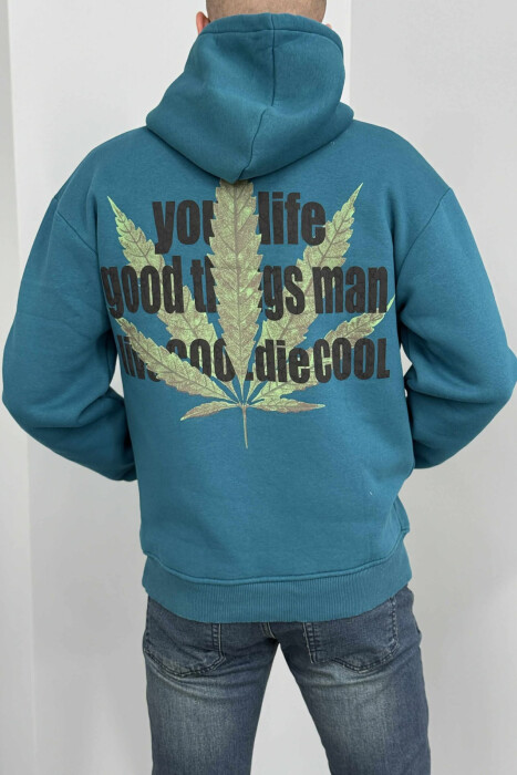 FRONT & BACK IMAGE FLUFFY MEN HOODIE BLUE STONE/GK - 4