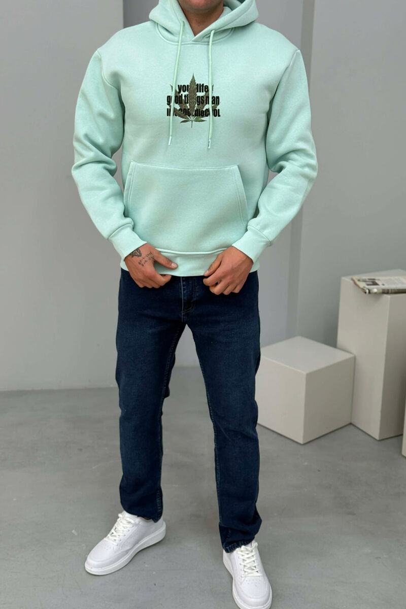 FRONT & BACK IMAGE FLUFFY MEN HOODIE MINT/MENTE - 2