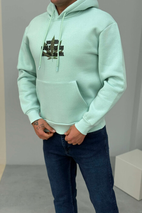 FRONT & BACK IMAGE FLUFFY MEN HOODIE MINT/MENTE - 3