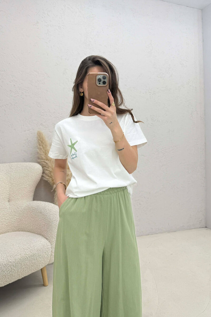 FRONT & BACK IMAGE ROUND NECK WOMEN T-SHIRT WHITE-E BARDHE - 1