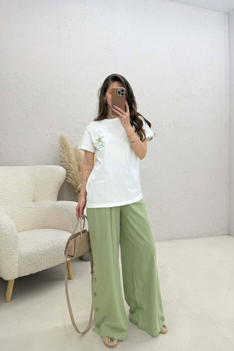 FRONT & BACK IMAGE ROUND NECK WOMEN T-SHIRT WHITE-E BARDHE - 2