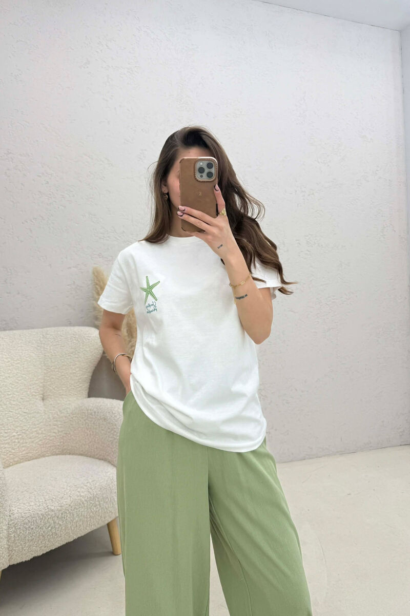 FRONT & BACK IMAGE ROUND NECK WOMEN T-SHIRT WHITE-E BARDHE - 3