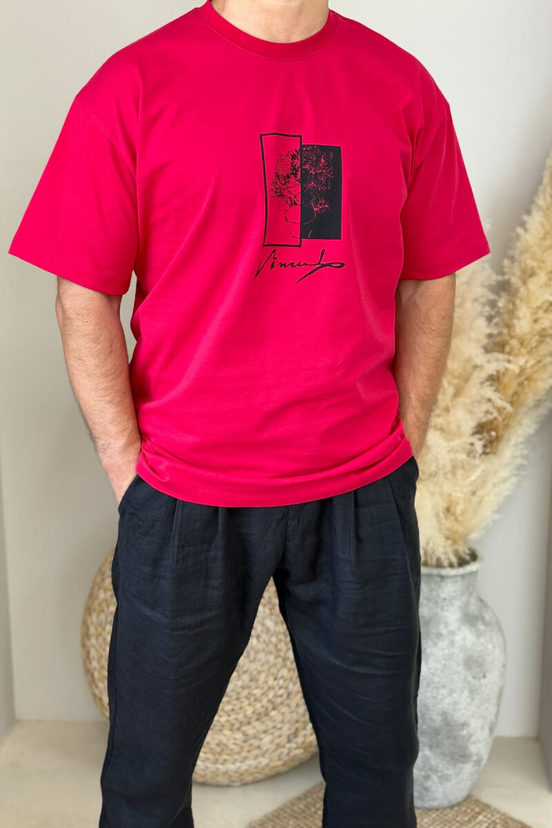 FRONT & BACK IMAGE SIMPLE MEN T-SHIRT RED/E KUQE - 1