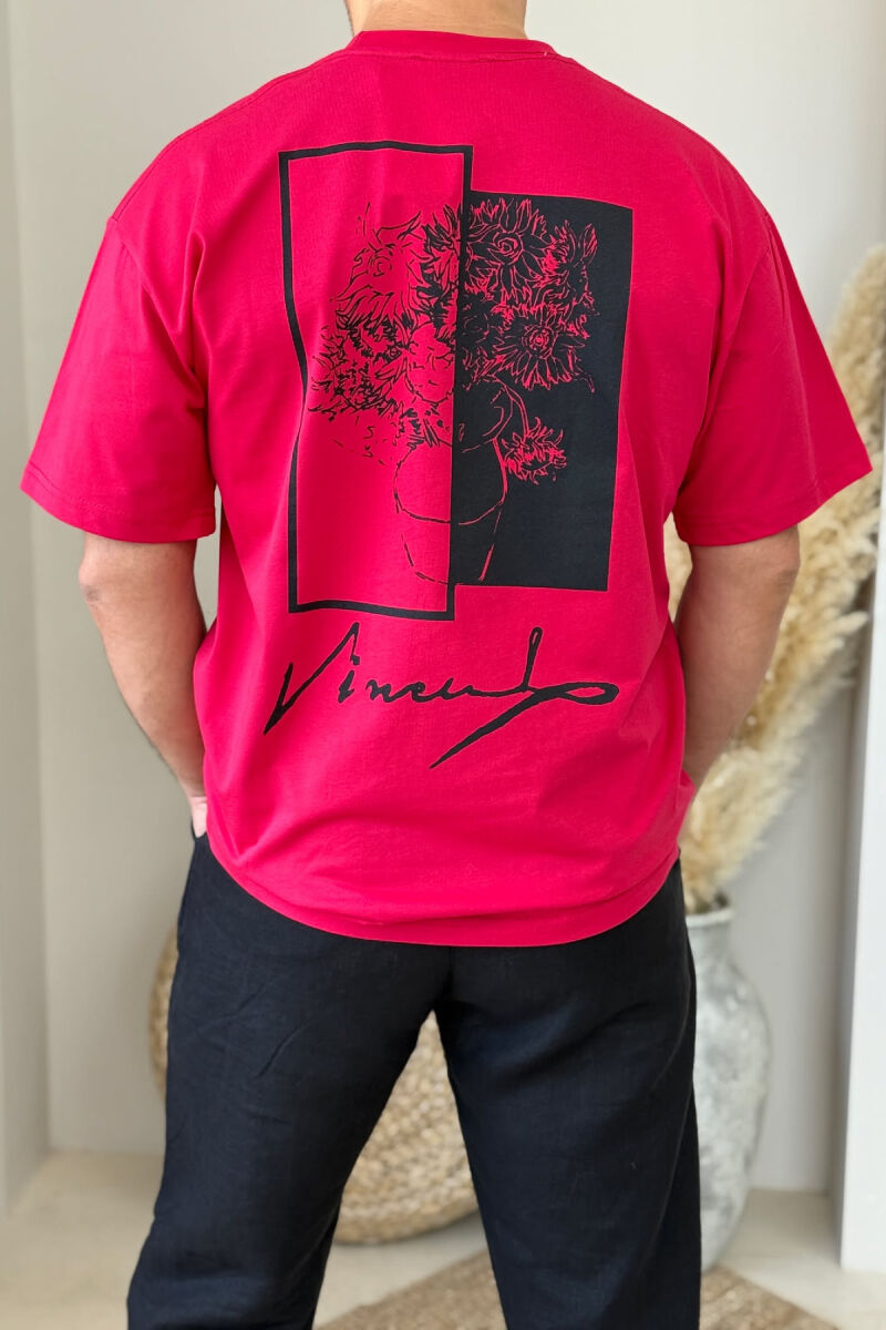 FRONT & BACK IMAGE SIMPLE MEN T-SHIRT RED/E KUQE - 3