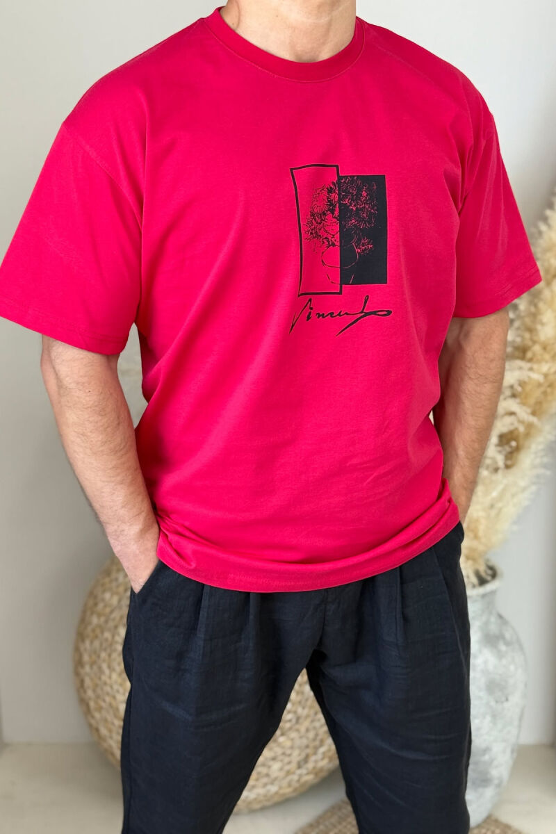 FRONT & BACK IMAGE SIMPLE MEN T-SHIRT RED/E KUQE - 2