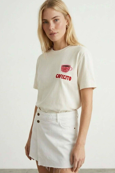 FRONT & BACK IMAGE WOMAN T-SHIRT CREAM/KREM - 6