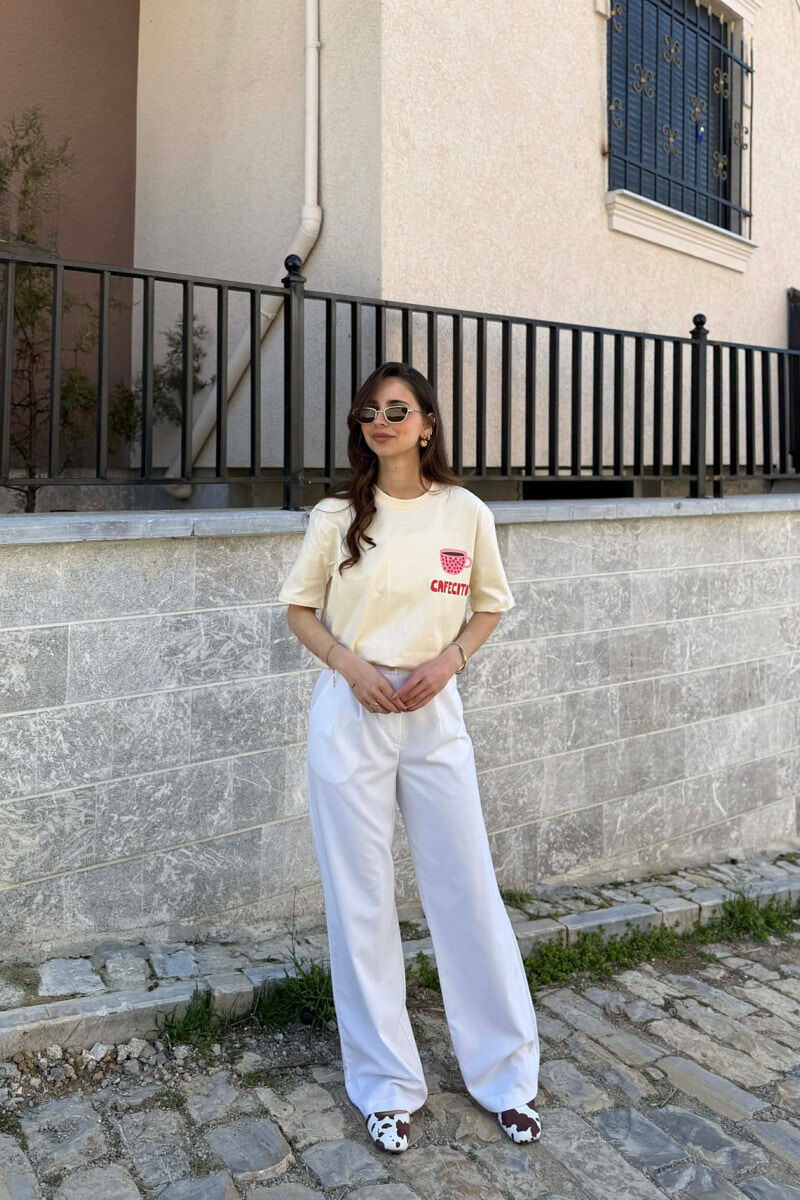 FRONT & BACK IMAGE WOMAN T-SHIRT CREAM/KREM - 2