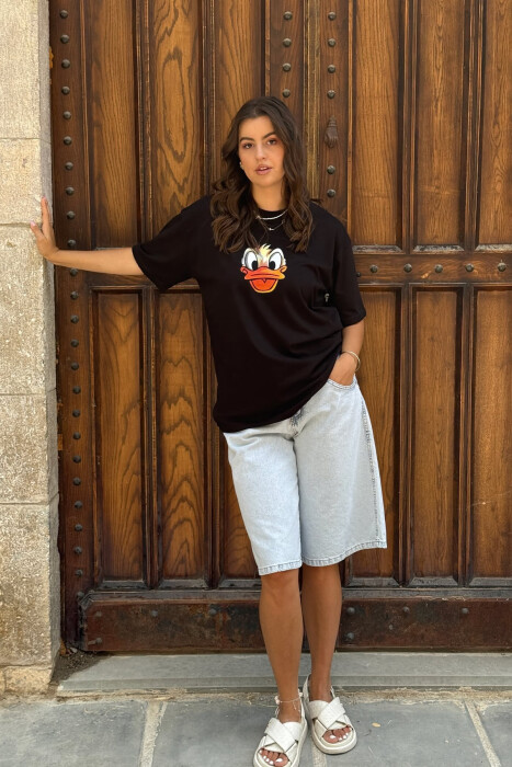 FRONT & BACK IMAGE WOMEN T-SHIRT BLACK/ E ZEZE 