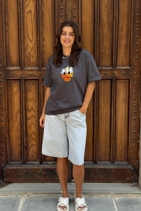 FRONT & BACK IMAGE WOMEN T-SHIRT DARK GREY/GEE 